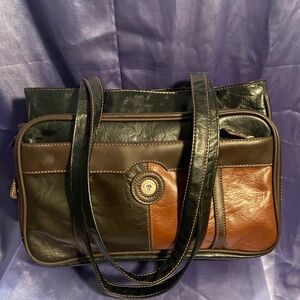Vintage Moufloun Organizer Genuine Leather Shoulder Bag